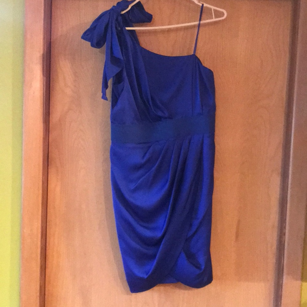 Caché royal blue one shoulder dress